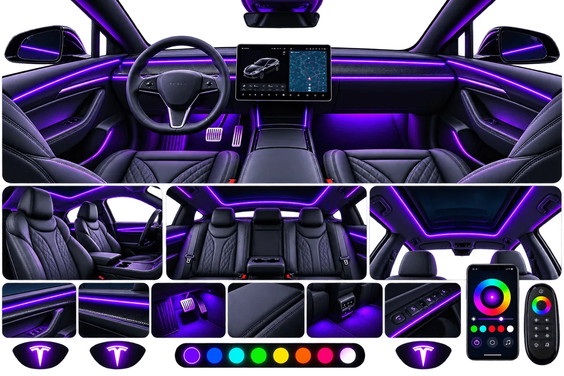 Ambient interior lighting throughout the cabin