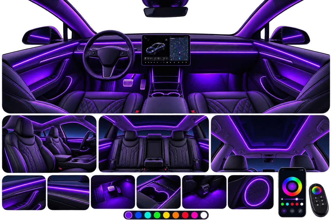 Custom ambient LED lighting inside the cabin
